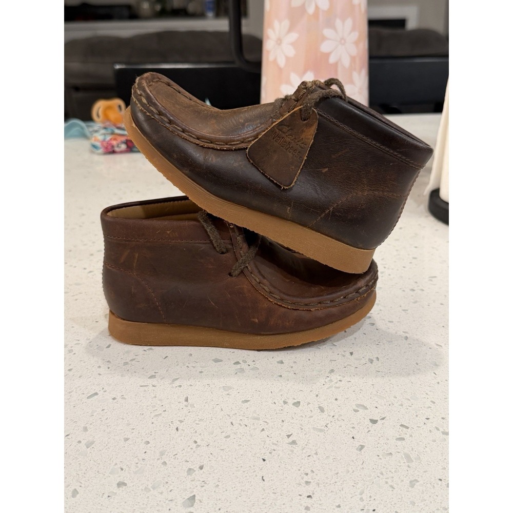 Clarks Originals Wallabee Shoes Boots Brown Leather Child Size 9w
